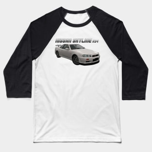 Nissan Skyline R34 White Baseball T-Shirt